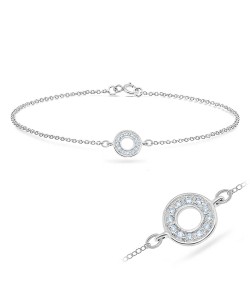 Circle with CZ Stones Silver Bracelet BRS-355